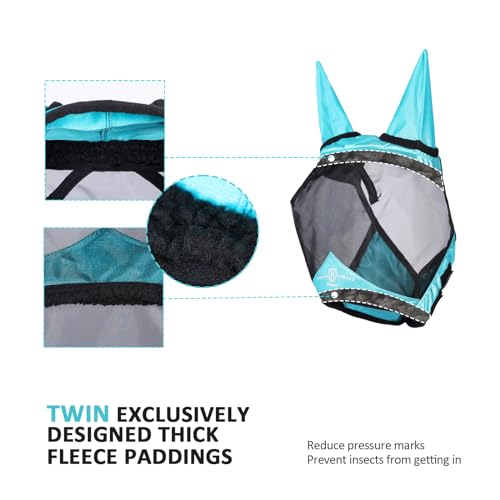 Horse Fly Mask with Ears (Teal / X-Large (Warmblood))