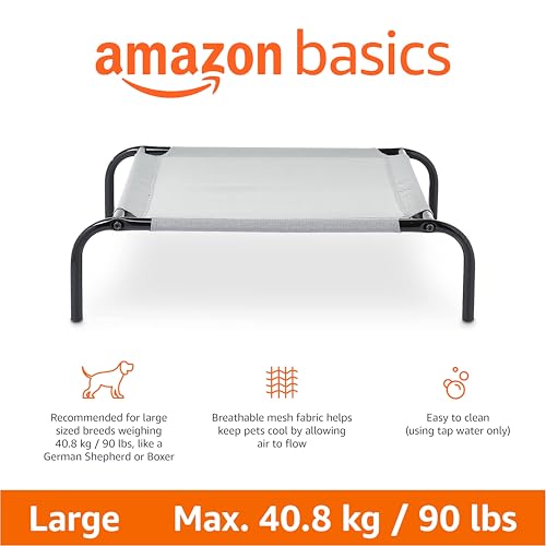 Cooling Breathable Elevated Dog Bed with Metal Frame for Large Dogs (Grey / Large)
