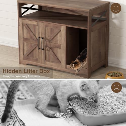 Cat Litter Box Enclosure (Retro Brown / 31"L x 17"W x 28.5"H)
