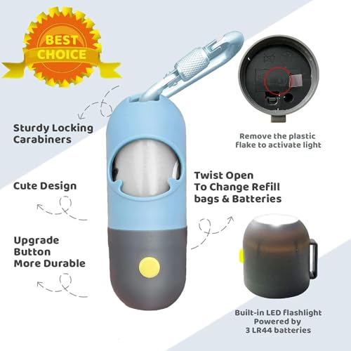 Dog Poop Bag Dispenser with Built (Blue / 1 Count (Pack of 1))