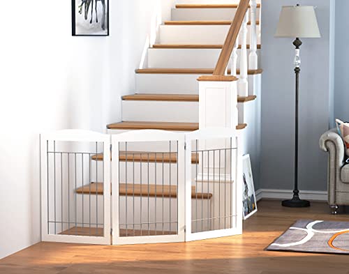 Freestanding Wire Pet Gate for Dogs (Sliver / 【3 Panels】60"W x 30"H)