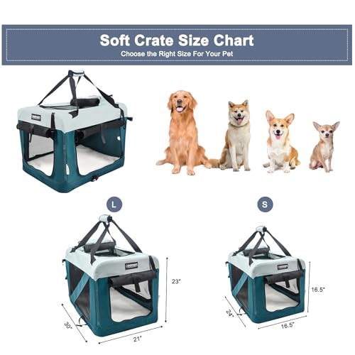 3 Door Soft Dog Crates Kennel (8-Teal Blue)