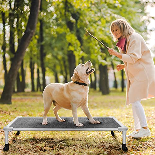 Chew Proof Elevated Dog Bed (Black Silver / 42.0"L x 30.0"W x 7.0"Th)
