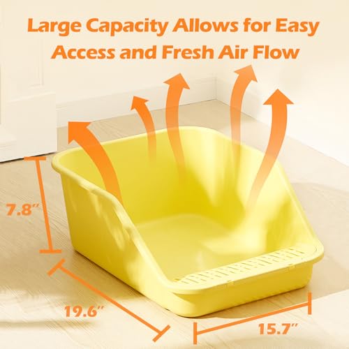 Large Cat Litter Box with High Sides (Grey-yellow)