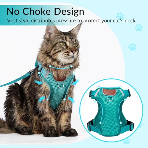 Cat Harness and Leash Set with AirTag Holder (Green (Holder for Airtag) / L)