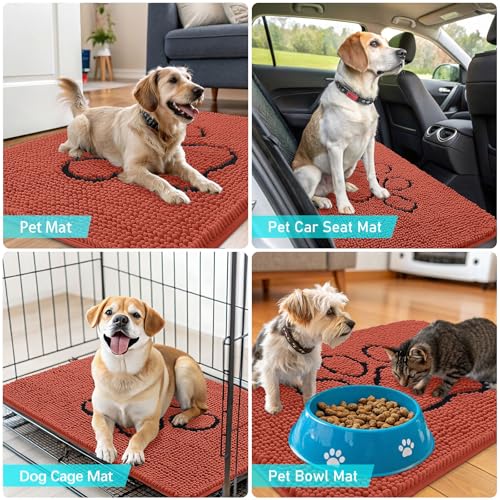 Dog Door Mat for Muddy Paws 30x20 (Maple Red / 30" X 20")