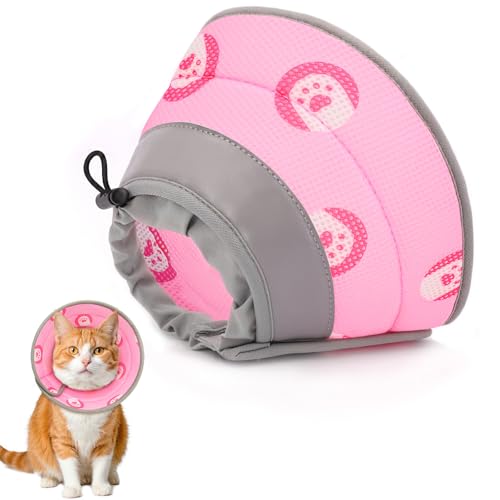 Cat Cone Collar Soft Elizabethan Collar for Surgery Recovery (Pink / L (Neck 9"-11"))