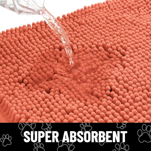 Dog Door Mat for Muddy Paws (36"X24" / Coral and White)