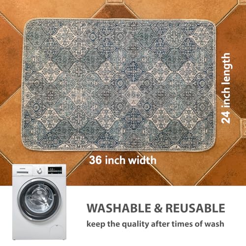 4PACK Washable Pee Pads for Dogs (24x36 Inch (Pack of 4) / Blue/Multi)