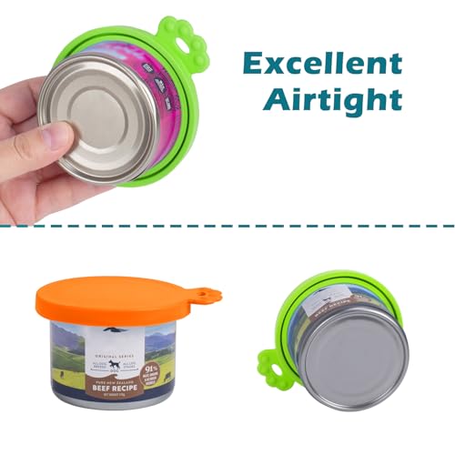 2 Packs Pet Food Can Covers Lids (Green+ Orange)