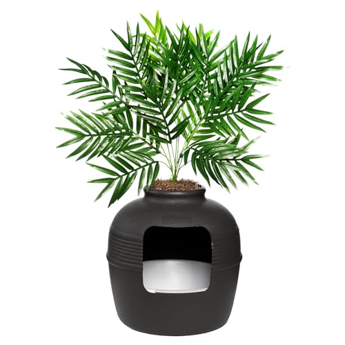Original Hidden Litter Box Planter (Palm Plant / Essentials Kit / Charcoal Black)