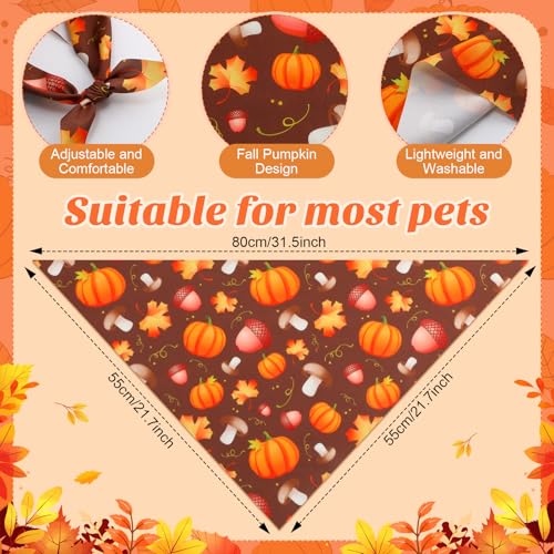 100 Pieces Thanksgiving Dog Bandanas Bulk Fall Autumn Pet Bandanas with Pumpkin Patterns Triangle Scarf Bib Kerchief Set for Small Large Dog Costume Accessories (Pumpkin / 31.5 x 21.7 x 21.7")