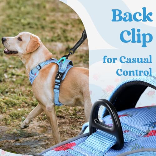 Dog Harness Medium Sized (Floral Blue / Medium)
