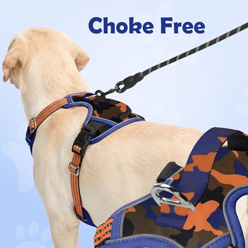 Dog Harness No Pull (Camo Orange / Medium)