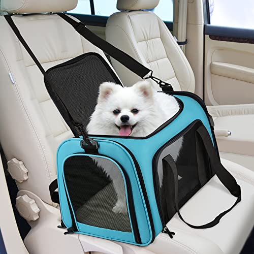 Pet Carrier for Small Medium Cats Puppies up to 15 Lbs (17.0"L x 11.0"W x 11.0"H / Blue)