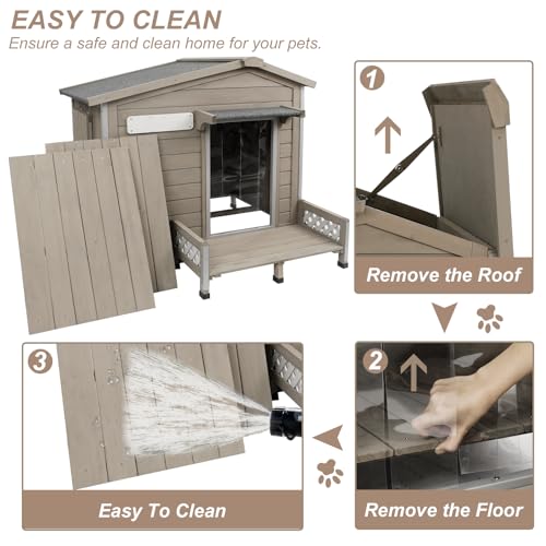 40.6" L Large Outdoor Dog House with Porch for Medium to Large Dogs