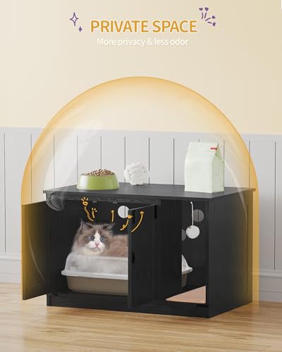 Cat Litter Box Enclosure (31.5"L x 19.7"W x 20.9"H / Black)