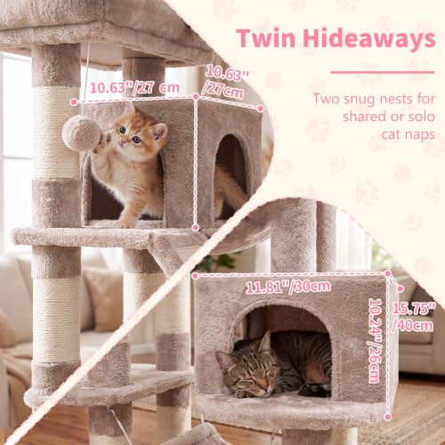 Cat Tree, 71-Inch-Tall Tower for Indoor Cats with 2 Perches HCT034MU (Rosy Brown / 71 inch)