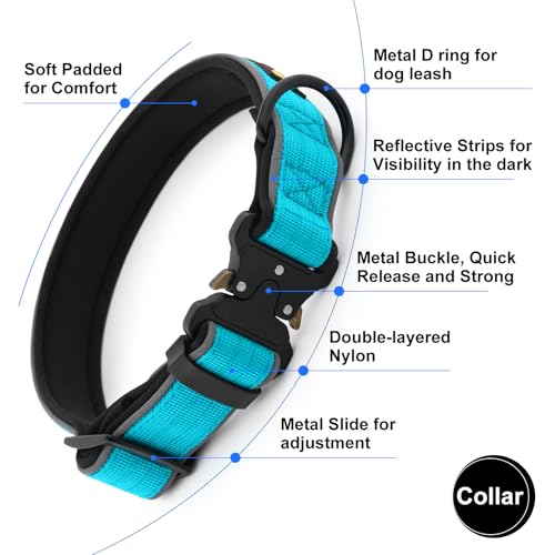 Tactical Dog Collar (L / Cyan)