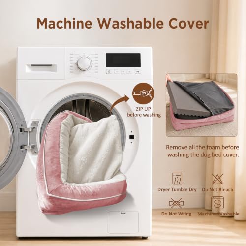 Waterproof Orthopedic Dog Beds for Large Sized Dog (38.0"L x 25.0"W x 7.0"Th / Pink)