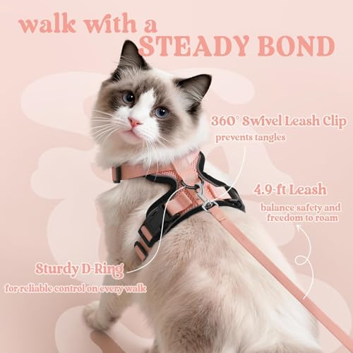 Cat Harness and Leash Set (M / Light Salmon Pink)