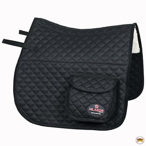 Western Horse Luxury Quilted Saddle Pads with Pockets (Black)