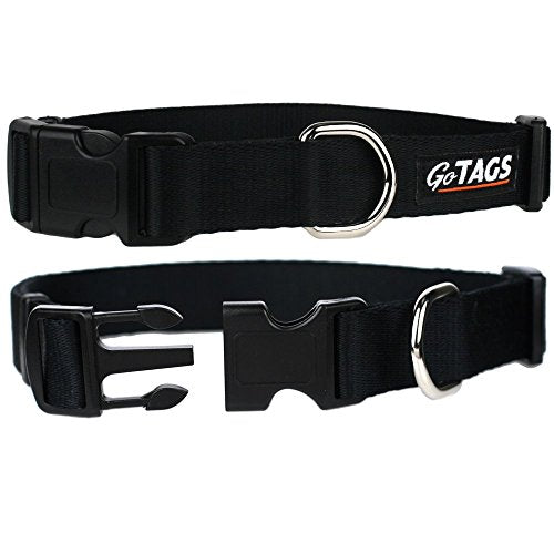Dog Collars Durable Solid Nylon Dog Collars in 5 Color Options and 4 Adjustable Sizes for Puppy and Dogs Extra Small (Small (5/8" wide x 11-16" length) / Black)