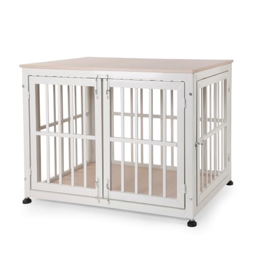 42 Inch Dog Crate Furniture for Large Medium Dogs (Beige / 42.1"L x 28.2"W x 29.7"H)