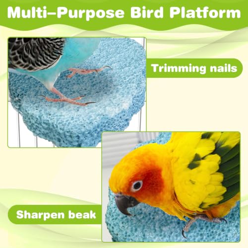 3PCS Bird Beak Grinding Stone Resin Bird Perch Stand Grinding Claw Birds Cage Perch Parrot Climbing Chewing Toys Parakeet Cage Accessories for Budgies Cockatiels Conures