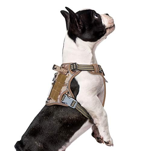 Tactical Dog Harness for Small Dogs No Pull (Desert Camo / XS(Neck:11-12.5", Chest:14-20"))