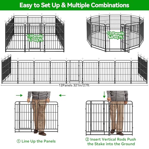 Heavy Duty Dog Playpen 12 Steel Panels 40" Height (27"W x 40"H)