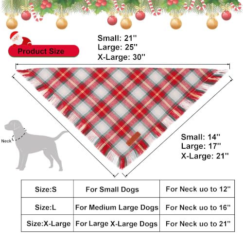 Plaid Christmas Dog Bandanas (X-Large / Red Brown Plaid)