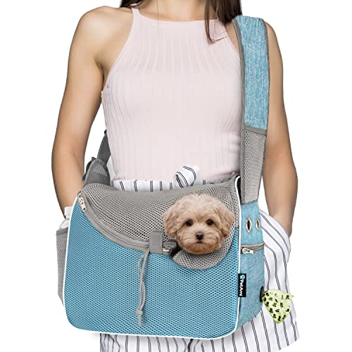 Dog Sling Carrier for Small Dogs (Teal Blue)