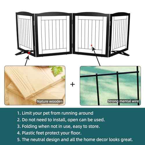Freestanding Dog Fence Indoor (Black / 【4 Panels】80''w x 24''h)