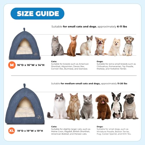 Cat Bed for Indoor Cat (Navy / 16" x 16" x H:14")