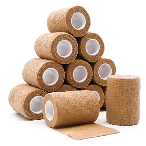 12 Rolls Elastic Self Adhesive Bandage Wrap 3 Inch (3 Inch-12 Count Tan)