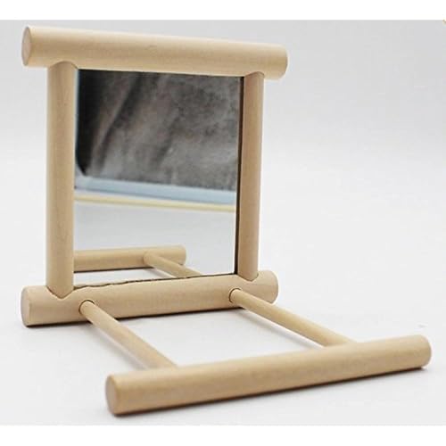 Bird Mirror with Swing and Perch for Parakeets Cockatiels Lovebirds Finches (3.7 x3.5x3.5 inch)
