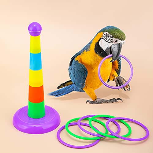 10 Pcs Bird Training Toys Parrot Intelligence Accessories Include Bowling Basketball Toy Rings Shopping Cart Skateboard Bell Ball for Parakeet Cockatiel Macaw Parrot