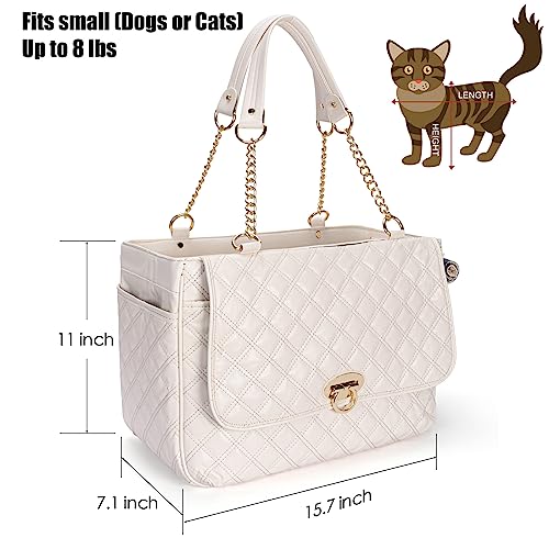Fashion Pet Carrier Dogs Cat Small Animals Purse Bag (Beige)