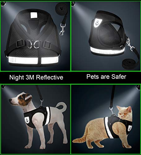 Cat Harness and Leash Set (M (Chest: 12" - 14") / Black)