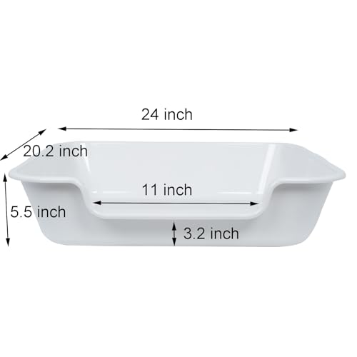 Extra Large Low Entry ABS Cat Litter Box (Large (Pack of 2) / Light Gray)