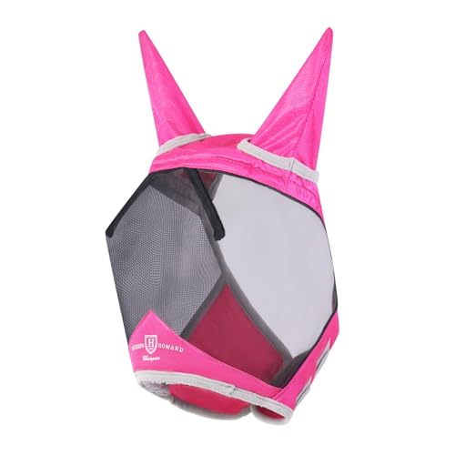 CareMaster Pro Luminous Horse Fly Mask Standard with Ears UV Protection for Horse Flamingo M Cob (Flamingo / Medium (Arabian))