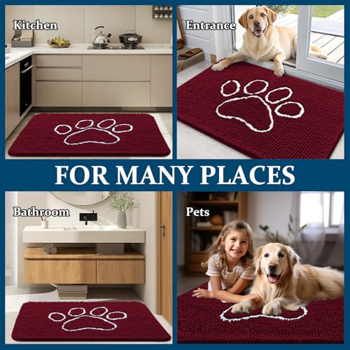 Dog Door Mat for Muddy Paws 59x32 (Burgundy / 59" X 32")