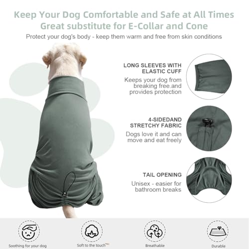 Dog Pyjamas PJS Sweater Clothes and Home Clothing Suitable for Small to Medium Breeds of Dogs (Thick Green / L)