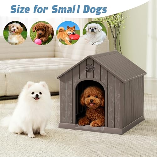 Dog House Outdoor with Elevated Floor (Grey1 / 26''L × 24''W × 26''H)