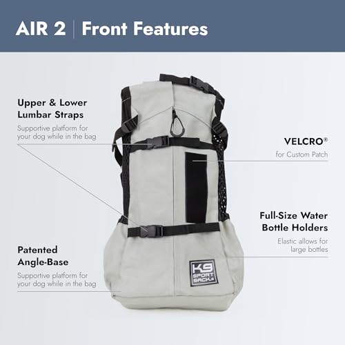 Air 2 - Large, Light Grey - Ideal for Dogs with 20-22” Back Length - Durable, Breathable Backpack-Style Carrier - Perfect for Walks, Short Hikes & Public Transportation (Light Grey / Large)