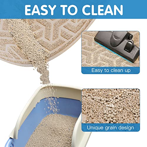 Waterproof Cat Litter Mat Large 35" x 24" Soft on Kitty Paws (E-Beige)