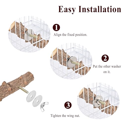 Bird Ladder Perch for Cage Natural Wood Bird Parrot Perch Stand Chewing Toy