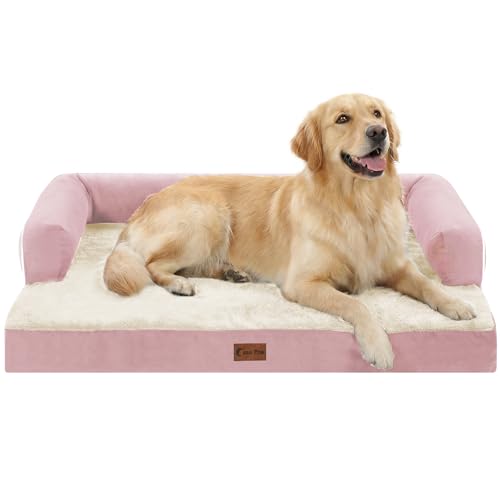 Orthopedic Washable Dog Bed for Large Dogs (Pink / 36.0"L x 27.0"W x 7.0"Th)
