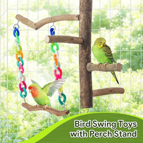 Bird Toys Bird Swing Toys with Perch Stand (Natural Wood / Swing Toys with Perch Stand)